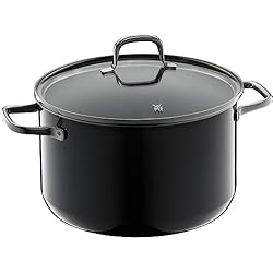 Cacerola Fusiontec Wmf WMF Fusiontec Essential - Cacerola grande (24 cm, tapa de cristal, 6,4 L, cerámica de alta tecnología, resistente a los arañazos, sin revestimiento), color negro