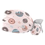 Unisex 2 Stück Bouffant Scrub Hüte Frauen mit Knöpfen Scrub Caps für Frauen Männer Ostereier, mehrfarbig5, Einheitsgröße