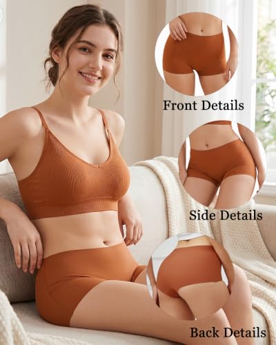 Image of Womens Boy Shorts Underwear Seamless Soft Stretch No Show Boxer Panties | Invisible Boxers Briefs Panties for Women, 6 Packs Boyshorts Lingerie for Ladies Gifts, Women's Clothing, Gym Yoga Running
