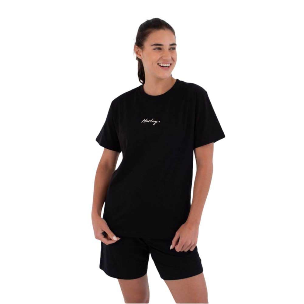 Hurley Womens Short Sleeve Script T-Shirt, Black, L EU