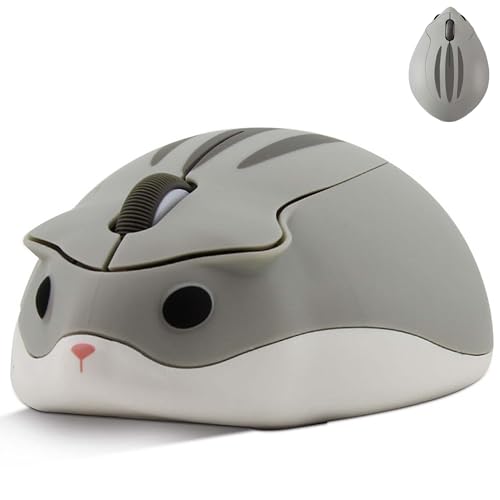 Ratón inalámbrico hámster gris, el regalo óptico y portátil ideal para niños y niñas