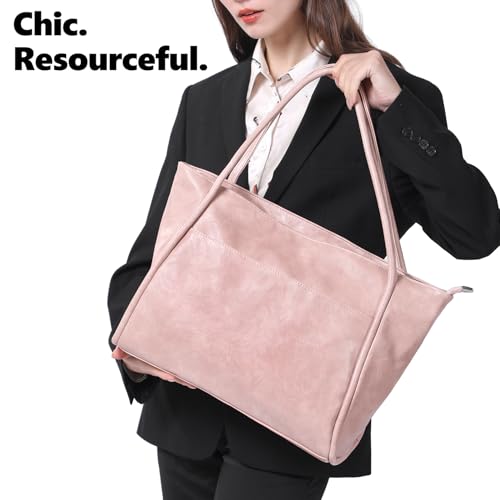 Image of Large Tote Bag for Women 16L Work Tote Purse with Zipper Vegan Leather Ladies Handbags