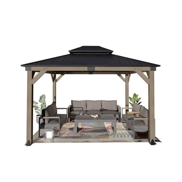   Aoodor-12-x-14-ft-Wood-Gazebo-Cedar-Frame-with-2-Tier-Galvanized-Steel-Roof-for-Patio-Backyard-Deck-and-Lawn-Light-Gray