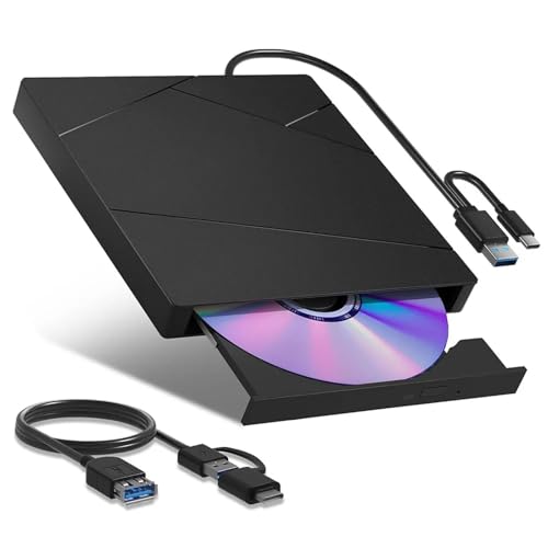 AYJYZHIAG Unidad Externa for computadora portátil, Reproductor de CD, DVD y RW USB 3.0, Compatible con Lector Discos 50 GB, Compatible Windows 10/11 Mac OS
