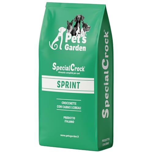 Pets Garden Special Crock Sprint, Crocchette con Carne per Cani con media attività fisica, 20 kg, Prodotto Italiano