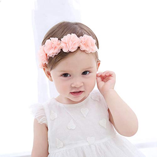 Zerone Baby Girl Headbands, 3Pcs Elastic Hairbands with Hair Bow Accessories for Newborn Infant Girls, Suitable for Photos or Any (Assorted Color)2