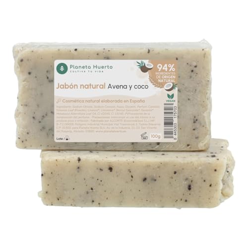 PLANETA HUERTO | Jabón Natural de Aceite de Oliva, Avena y Coco 100 g | Nutritivo e Hidratante | Suavidad y Protección