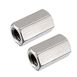 Smartsails 2PCS M8 X 1.25-Pitch 25mm Length 304 Stainless Steel Metric Hex Coupling Nut