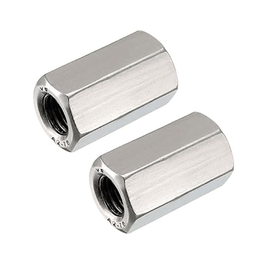 Smartsails 2PCS M8 X 1.25-Pitch 25mm Length 304 Stainless Steel Metric Hex Coupling Nut