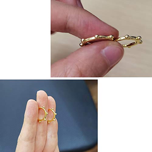 Huggie Beaded Small Sleeper Hoop Earrings For Women Girls 925 Sterling Silver Minimalist Tiny Ball Bead Stud Cuff Cartilage Helix Wrap Fashion Dainty Hypoallergenic Jewelry (Gold) #TOP4