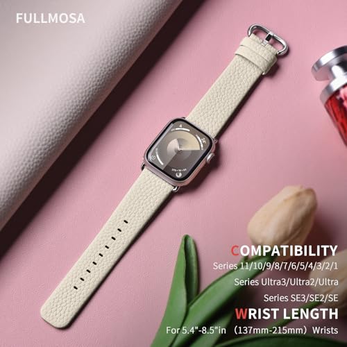 Image of Fullmosa Watch Band Compatible with Red Apple Watch Leather Band 42mm 41mm 40mm 38mm, iWatch Band for Series ultra3 /2 /1 SE3 /2 /1 11 /10 /9 /8 /7 /6 / /5 /4 /3 for Men Women
