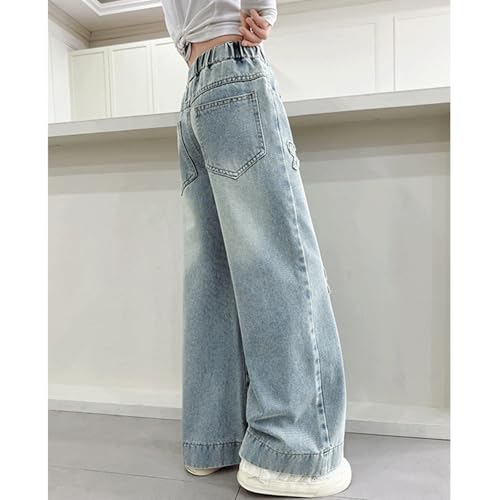 Baggy Jeans for Girls Butterfly Bows Wide Leg Pants High Waist Cute Jeans for Girls Distressed Streetwear Raw Hem Teens4