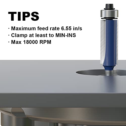 Image of Flush Trim Router Bits 1 /4 Inch Shank, 3 /8 Inch Cutting Diameter, 1-3 /16 Inch Cutting Height, Bottom Bearing Flush Straight Cut Trim Router Bit for Woodworking