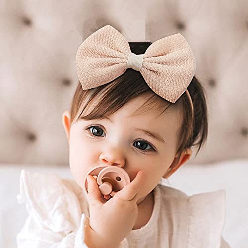Cinaci 30 Pack Super Stretchy Nylon Headbands With Solid Knot Big Bow Nylon Hair Bands Baby Girls Oversized Hair Bows On Elastic Headbands Accessories For Baby Girls Infants Toddlers Kids Teens #TOP1