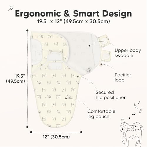 Image of KeaBabies 3-Pack Organic Baby Swaddle Sleep Sacks - Swaddles for Newborns, Infant 0-3 Months, Baby Girls, Boys, Soft & Snug Newborn Sleep Sack, Nursery Swaddling Blankets (Bumble Bear, XS)