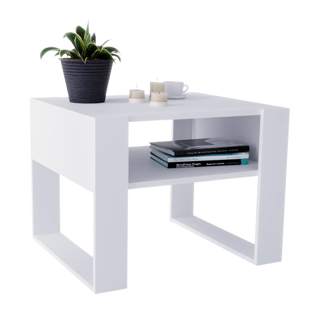 MRBLS Salontafel, modern rustiek design, woonkamertafel, bijzettafel, koffietafel, theetafel van hout (beton - wit mat), 65 x 45 x 53,6 cm (b x h x d MRBLS Salontafel, modern rustiek design, woonkamertafel, bijzettafel, koffietafel, theetafel van hout (beton - wit mat), 65 x 45 x 53,6 cm (b x h x d