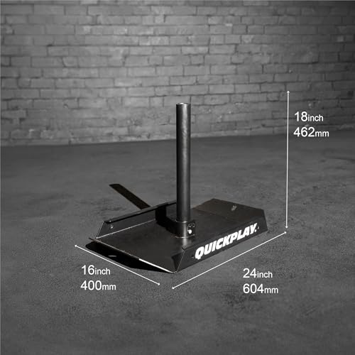 QUICKPLAY Weighted Push/Pull Sled - Heavy Duty Steel Strength & Conditioning Sled - Build Explosive Power, Speed & Agility - Folding, Compact Design - for 50mm Olympic Plates (Pull Sled Only)