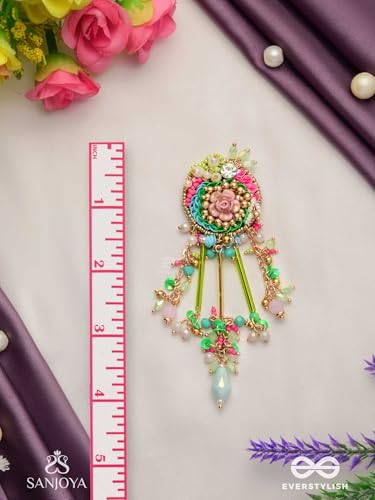 Image of SANJOYA BY EVERSTYLISH Manjusumana Beautiful Blossom Pastel Color Beads And Detail Work With Golden Embellishment Earrings Lightweight Jewelry For Women | Party, Festive, Wedding & Gifting