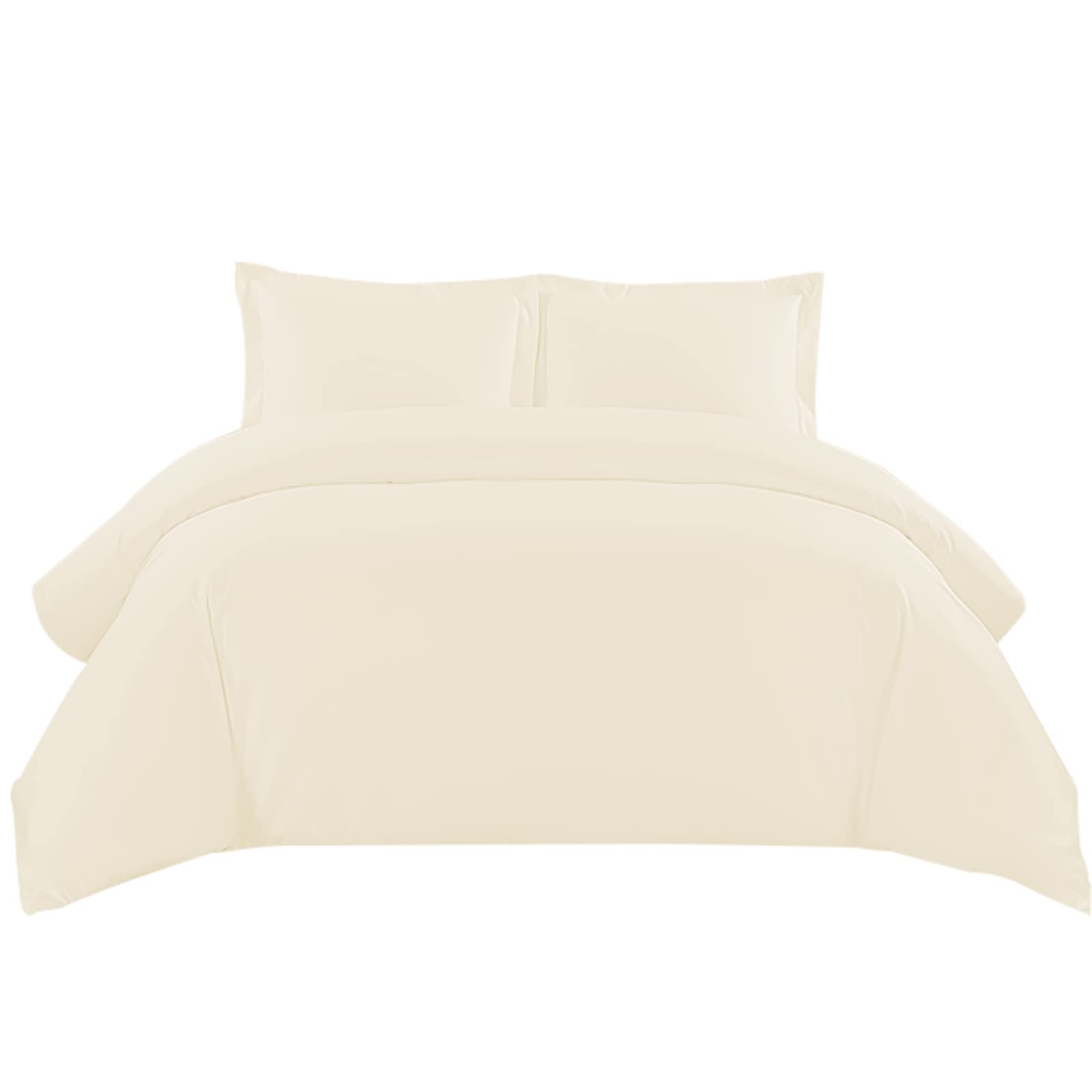 Sunshine Comforts king Size Bedding Set - 100% Soft brushed Microfiber Quilt king Size Duvet Cover with Pillow Cases - Breathable 200 Thread Count kingsize Duvet Cover Set (Cream)