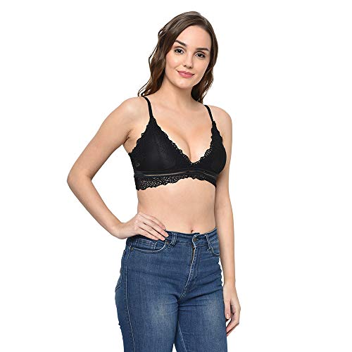 Image of Da Intimo Women's Synthetic Non-Wired Bra (DI-1265 BLACK-C20-34C Black 34)