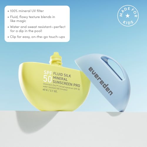 Evereden SPF 50 Fluid Silk Mineral Kids Sunscreen, Multi-Vitamin Face Wash, & Face Cream Set: Sheer, Clean, Cooling, Non-Nano UVA & UVB Protection Meets Skin Hydration, Protection, & Nourishment
