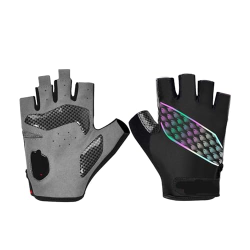 HAQJWMZC Guanti da Palestra Guanto da Ciclismo Antiurto da Uomo con Imbottitura in Gel, Guanti Sportivi con Mezze Dita, Bicicletta Estiva, Palestra, Fitness, Bici Senza Dita for Motociclisti(L)