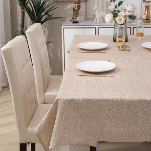 Image of HOKIPO Poly Jute Center Table Cover for Living Room, 40x40 Inches, Beige (NEW-IN360-BGE)