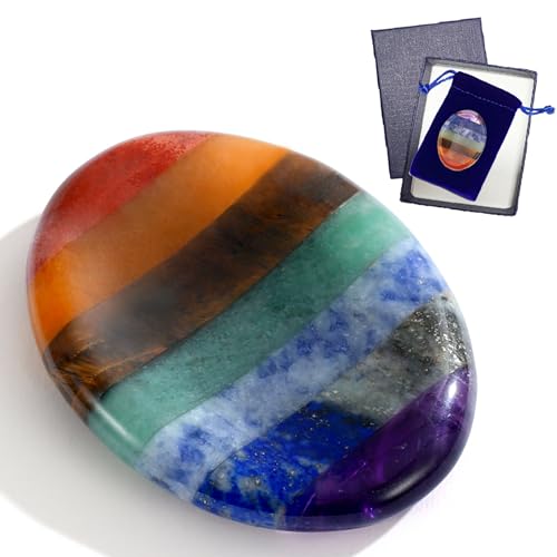 GUJOXILA Chakra Heilsteine Glückssteine Mutstein Handschmeichler Stein Kristalle Edelsteine Sorgensteine Daumen für Spirituelle Geschenke Meditation Glücksbringer Schulanfang Stress Relief