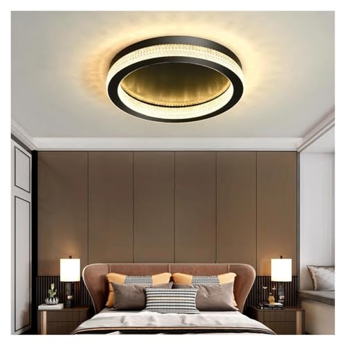 Plafonnier LED moderne rond noir 30cm blanc chaud luminaire intérieur salon maison