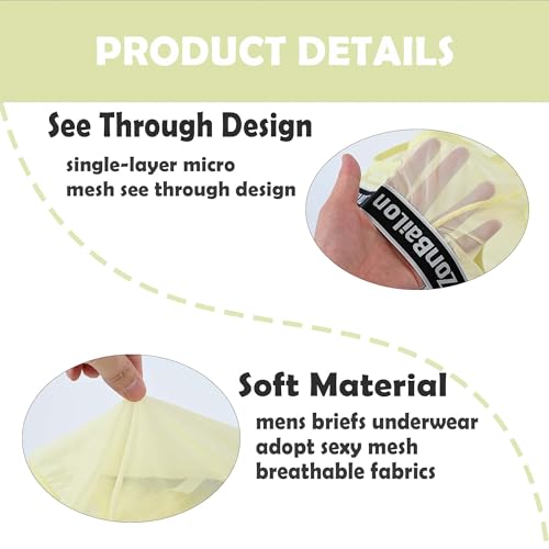 Mens Sexy See Through Underwear Breathable Mesh Sheer Briefs Bulge Pouch for Play 1 to 3 Pack3