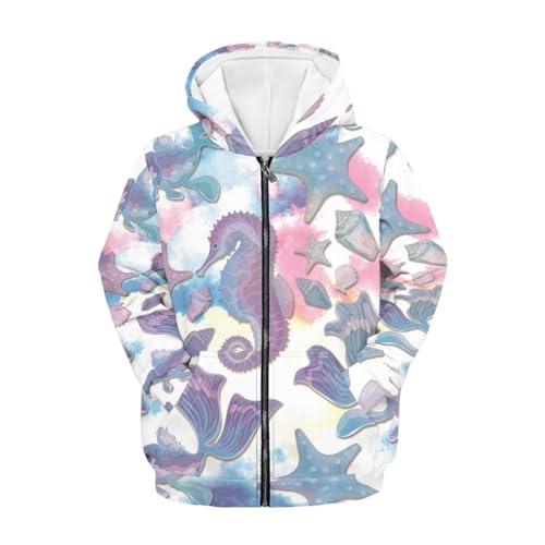 Girls Oversized Full Zip Hoodies Casual Sweatshirts Long Sleeved Jackets with Pockets