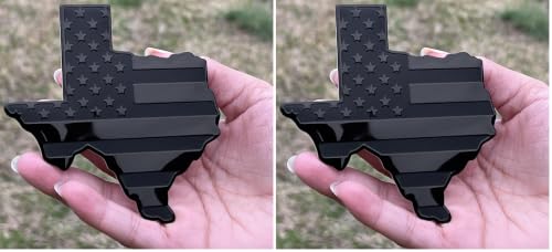 Image of Texas State Black Flag Metal Auto Fender Emblem for Cars Trucks (3 inchx4 inch, Black) (Pack of 2)