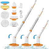 MABOGU Electric Spin Scrubber,Cordless Cleaning Brush with 8 Replaceable Brush Heads, Adjustable Ext