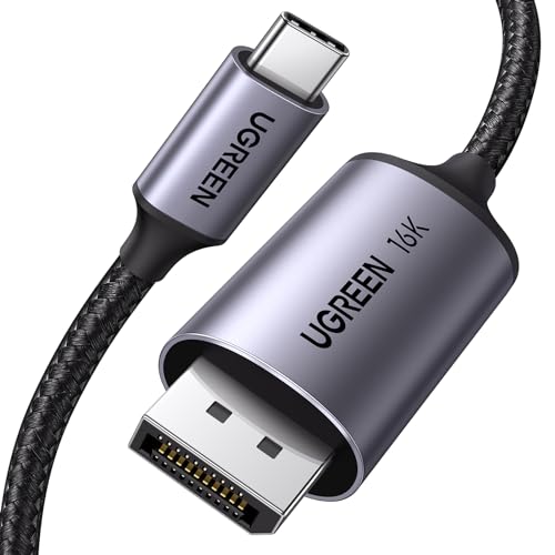 UGREEN USB C DisplayPort 2.1 Kabel 16K@30Hz 8K@120Hz 4K@240Hz 2K@240HZ, 40Gbps Thunderbolt 3/4 auf DP Kabel, HDR, UHBR10, Kompatibilität mit iPhone 17 Serie, Mac mini M4, Macbook Pro/Air, iPad Pro(1M)