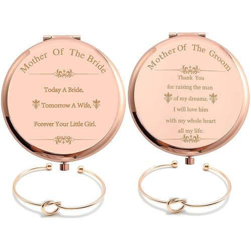 Set de 2 espejos compactos rose gold con pulsera y caja miniatura 1