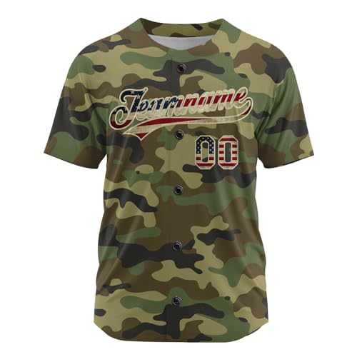 Custom Baseball Jersey Men Women Youth Kids, Green Camo Baseball Jersey Printed Stitched Name Number Logo Baseball Uniform miniatura 2