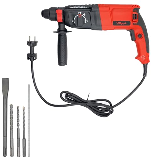 Image of Hillgrove HGCM1041M5 All Purpose 26mm Hammer Impact Drill Machine Forward /Reverse Rotation with 5Pcs SDS Plus Bits for Making Holes in Metal /Wood /Concrete Hammer Drill (26 mm Chuck Size, 1200 W)