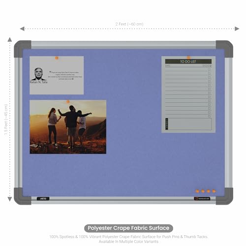 Image of Scholar Art Metis 1.5x2 Feet Fabric Pin Up Board for Study Room & Wall | Vibrant & Versatile Crape Cloth + High Density Soft Board for Pinning Photos, Sticky Notes & Reminders (Purple)