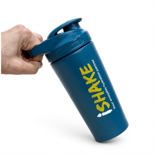 Image of Stainless Steel Protein Shaker Bottle, 100% Leakproof Metal Gym Shaker, Durable Steel Gym Sipper Bottle for Smooth Protein Mixing with Measurement, 700 ml Capacity (Teal Blue)