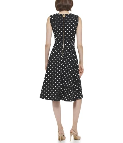 Calvin Klein Women's Scuba Crepe Fit and Flare Sleeveless Dress3