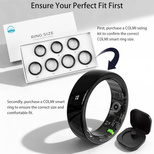 Image of Smart Ring for Women, Health Tracker & 5ATM, COLMI R02.(Black Ceramic, 10#)