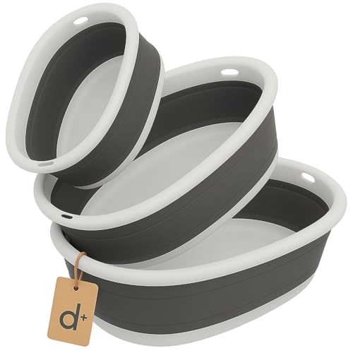 3 Unidades Palanganas Plegables 24'5cm, 30'5cm y 36'5cm, barreño Plegable Ideal para Exterior, Cubo Plegable, lavabos Plegables de Silicona. Pack de palanganas Plegables de Silicona.