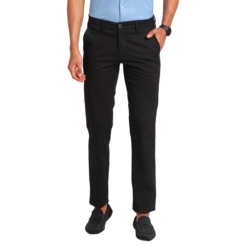 Pantalon décontracté homme en coton stretch noir fini les vêtements serrés en coupe mince
