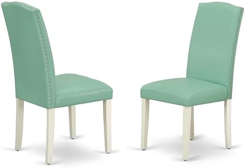 Miniatura 4 de East West Furniture DLEN3-LWH-57 - Juego de comedor de 3 piezas que contiene una mesa de comedor redonda con gotas y 2 sillas Parson tapizadas de