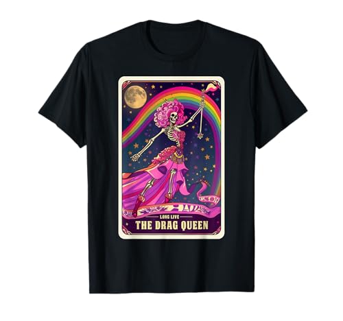 Drag Queen Gay Pride Tarot Card Skeleton Pride Flag LGBTQ T-Shirt