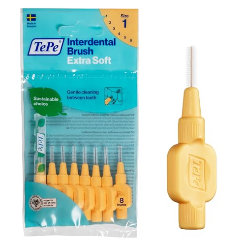 Scovolino TePe, Extra Soft, Arancione, 0.45mm/ISO 1, 8pz, rimozione placca, pulizia interdentale efficace, per spazi stretti