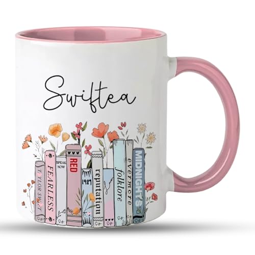 Onperpoe Ceramic Coffee Mug Music Lovers Gifts Merchandise 1989 Album Coffee Cup Presents Singer Fans Merch Stuff Flower Tea Mug 350ml Pink