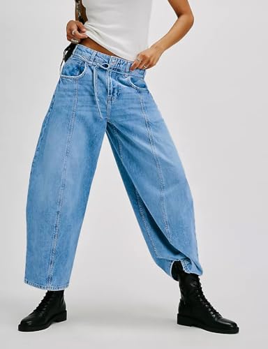 Kedera Women's Baggy Barrel Jeans Boyfriend Wide Leg Cropped Denim Pants Mid Rise Y2K Jeans Ankle Pants Trouser 20242