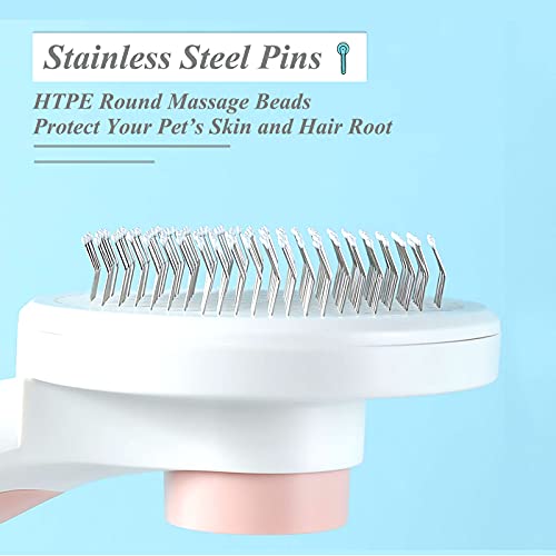 Simpledot Self Cleaning Slicker Brush For Dogs And Cats, Pet Grooming Brush, Pet Hair Brush For Removes Undercoat Loose Hair, Mats, Tangled And Dirt, Massages, For All Hair Types Dogs And Cats (Pink) #TOP2