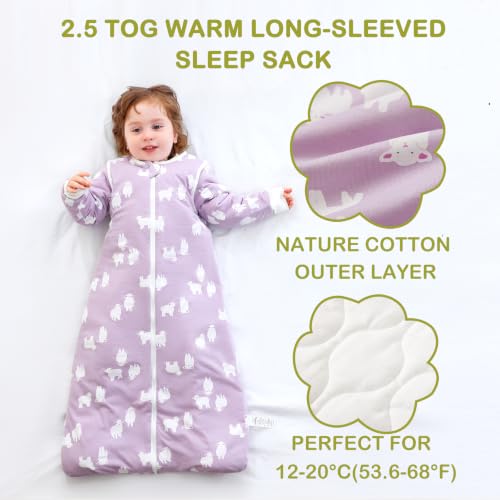 Image of Baby Sleep Sack 2.5 TOG Cotton Lamb S | 100% Cotton detachable sleeves baby sleep sack, gentle on baby's skin with winter warmth and cozy sleep comfort for 0-6M